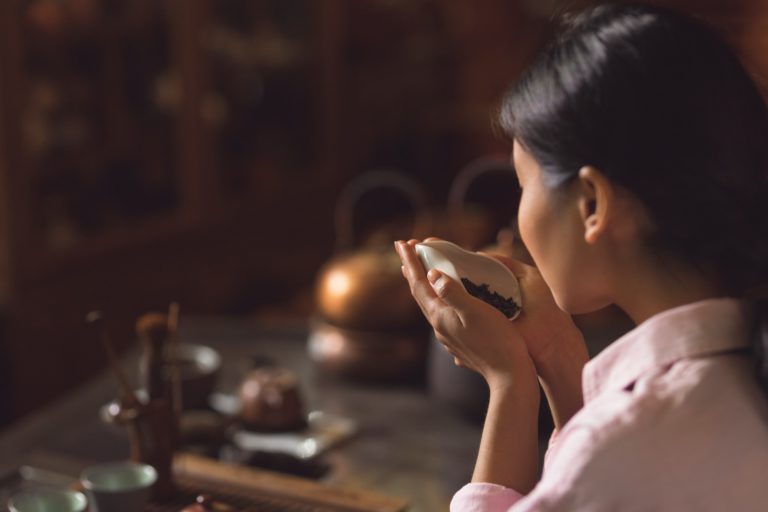 Young girl at a tea ceremony